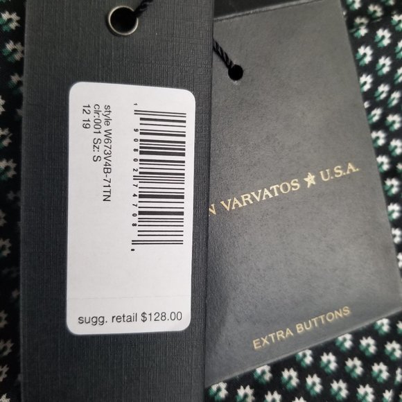 New JOHN VARVATOS Star USA Men's Rodney Geo Patterned Concealed Placket Button S - Picture 8 of 9